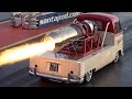 Oklahoma Willy Jet Bus - 1/4 mile run at Santa Pod Raceway