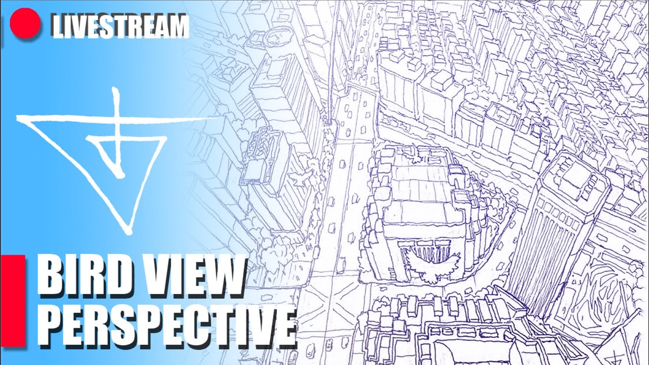How to sketch bird view perspective. City panorama view 3vp. - YouTube