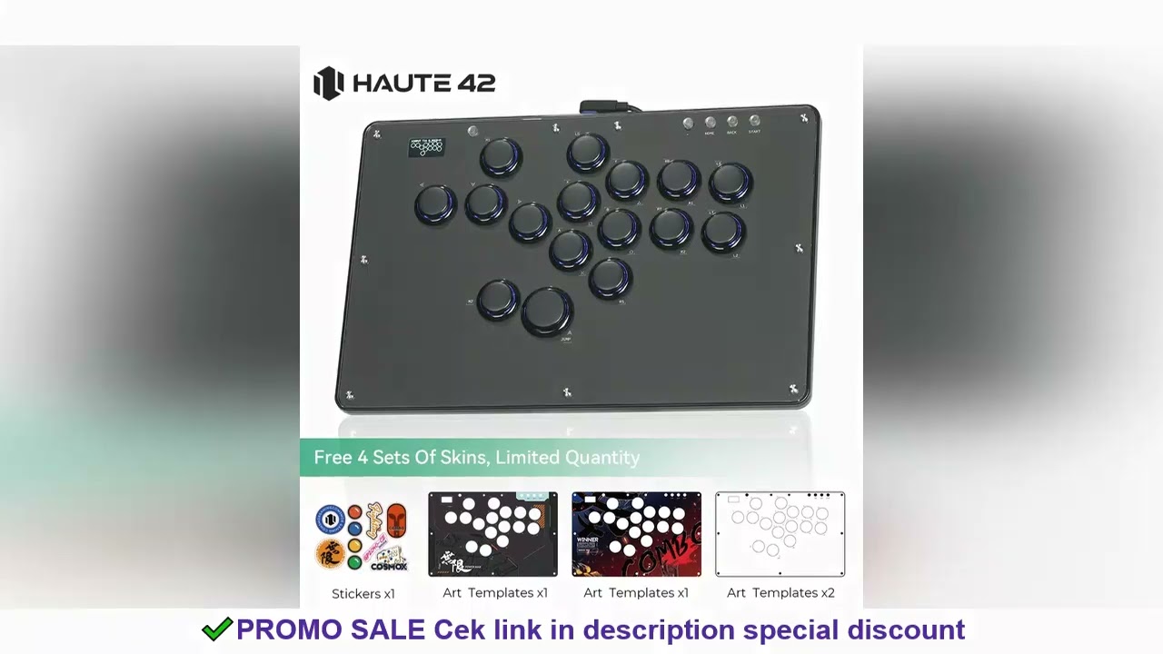 Haute42 FightStick Joystick Arcade Hitbox Button Rim Leverless Controller For PC/PS4/PS5/Switch Cont