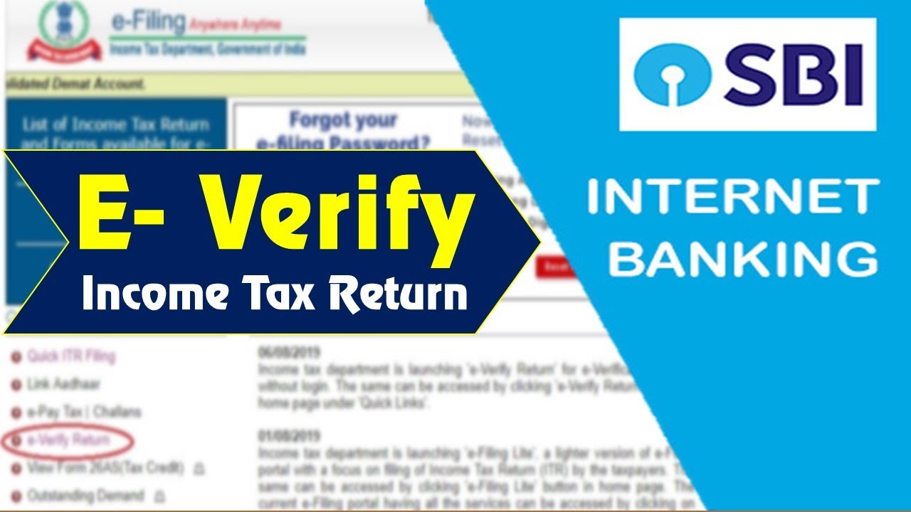 How to E verify Tax Return through SBI Net Banking YouTube