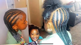 2 layer braids for toddlers with extension | kids feedin braids |cornrows for kids Braids and Beads