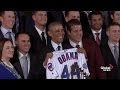 President Obama welcomes World Series champion Chicago Cubs for his last event as president