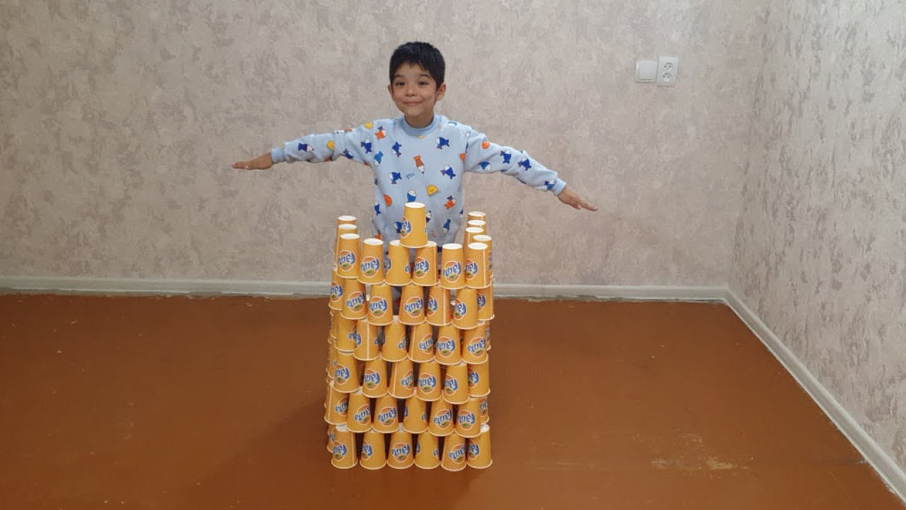 Paper cup pyramid Simple indoor games for kids YouTube