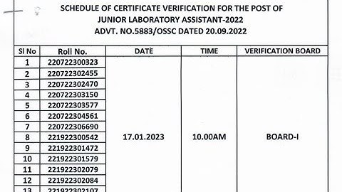 OSSC Junior Laboratory Assistant Certificate Verification Schedule Out BIO DATA CUM ATTESTATION FORM