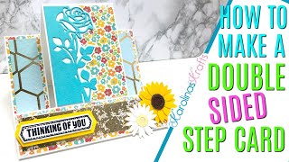 Double Sided Step Card Tutorial by HAND no dies, Unique Fold Card DIY