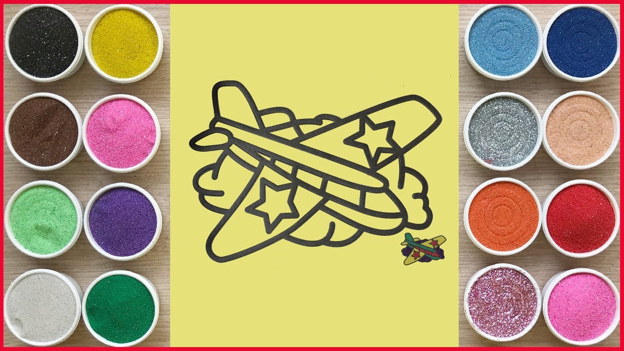 Glitter paint art Airplane sand painting colors glitter paint