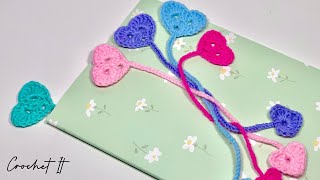 Crochet Heart Bookmark  | Simple and Easy Heart Bookmark | Full Tutorial | Crochet It