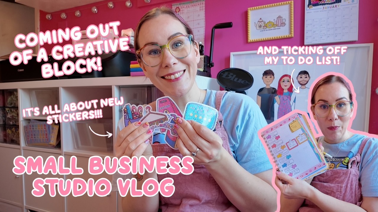 Am I out of my creative block??? I've designed new stickers! Small Business Studio Vlog