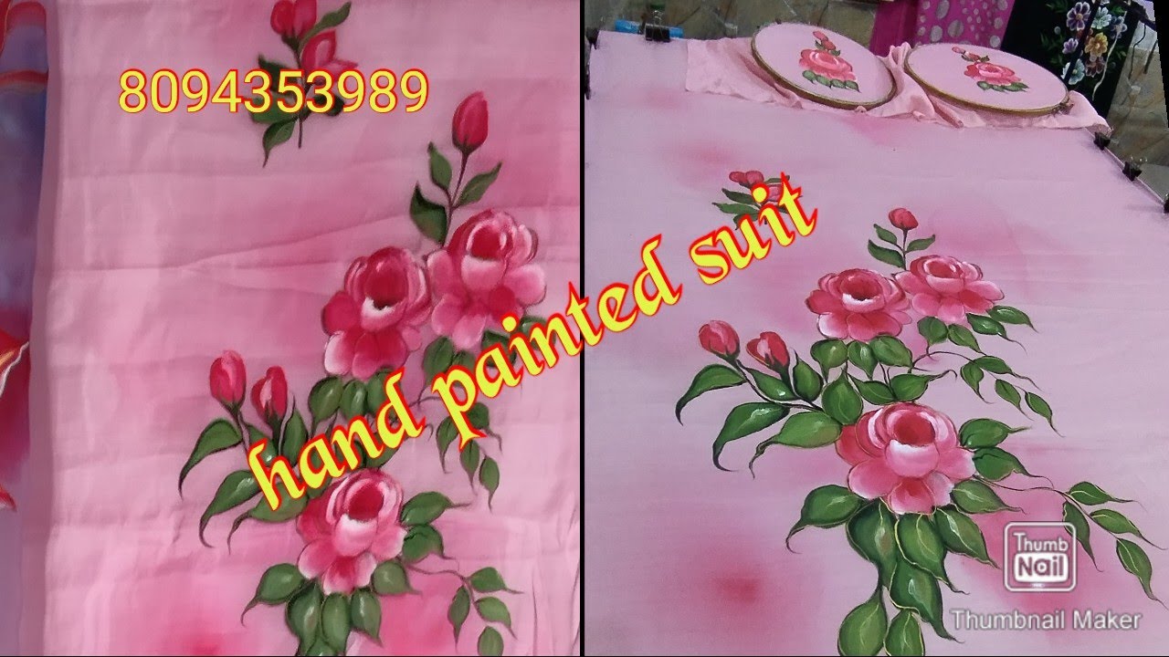 very very easy, free hand rose for beginners on shimmer fabric#viral#art#painting