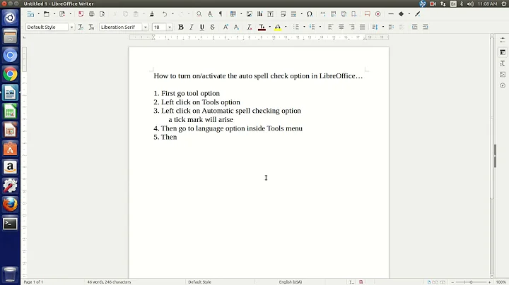 How to activate Auto spell check option in LibreOffice writer
