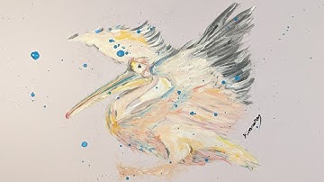 Pelican acrylic painting on paper time lapse