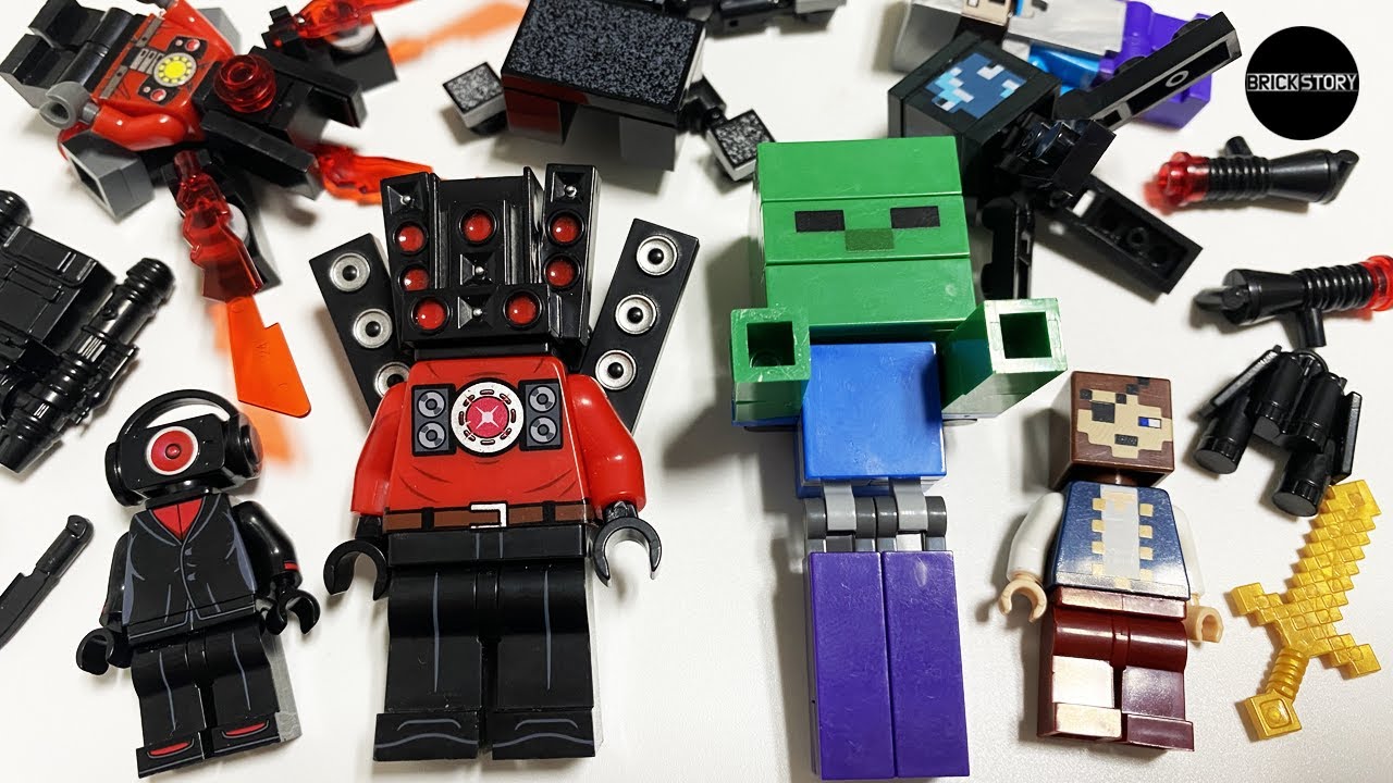 LEGO Skibidi Toilet Minecraft | Speakerman Camera Head TV Man | Large Zombie Steve Lego Minifigures