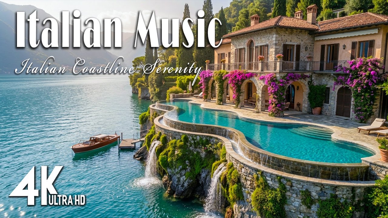 Serene Mediterranean Music 🎶 | Italian Vibes with Amalfi Coast & Lake Como Scenery in 4K