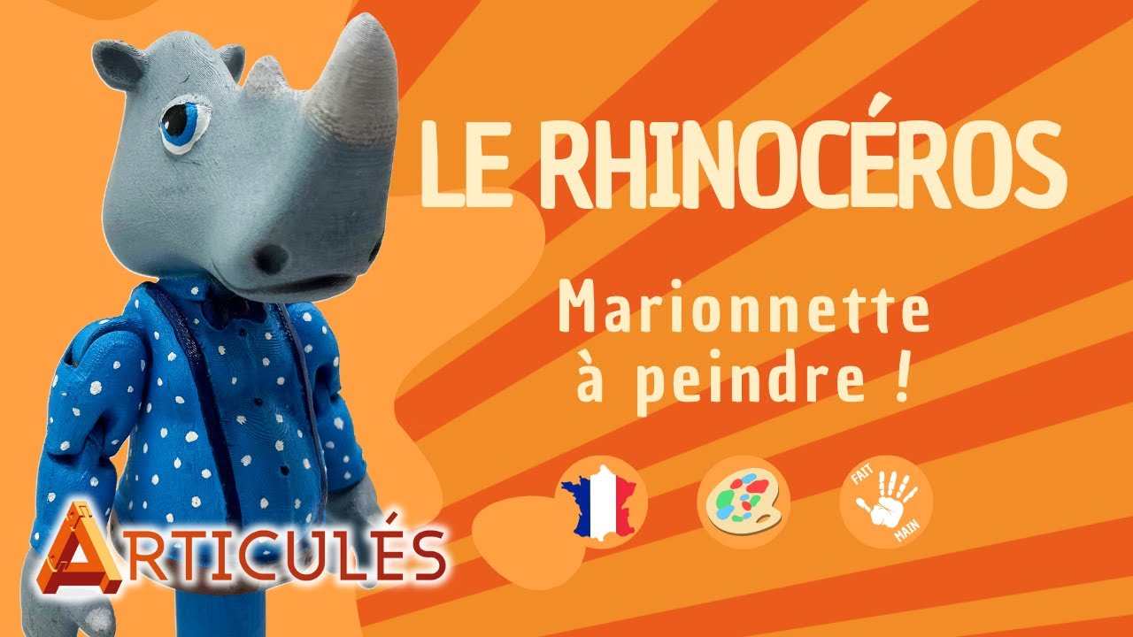 ARTICULÉS - RHINOCÉROS 🦏 MARIONNETTE À PEINDRE