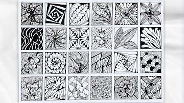 24 Zentangle Patterns || How  To Draw Zentangle Patterns For Beginners