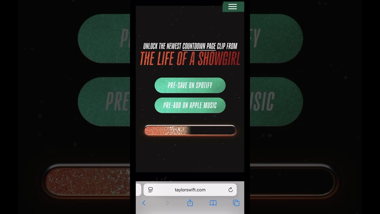 Taylor Swift’s website Pre-Save countdown - interactive bar
