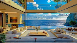 Sweet Jazz Music In A Coastal Living Room Space - Soothing Jazz Music And Ocean Wave Sounds