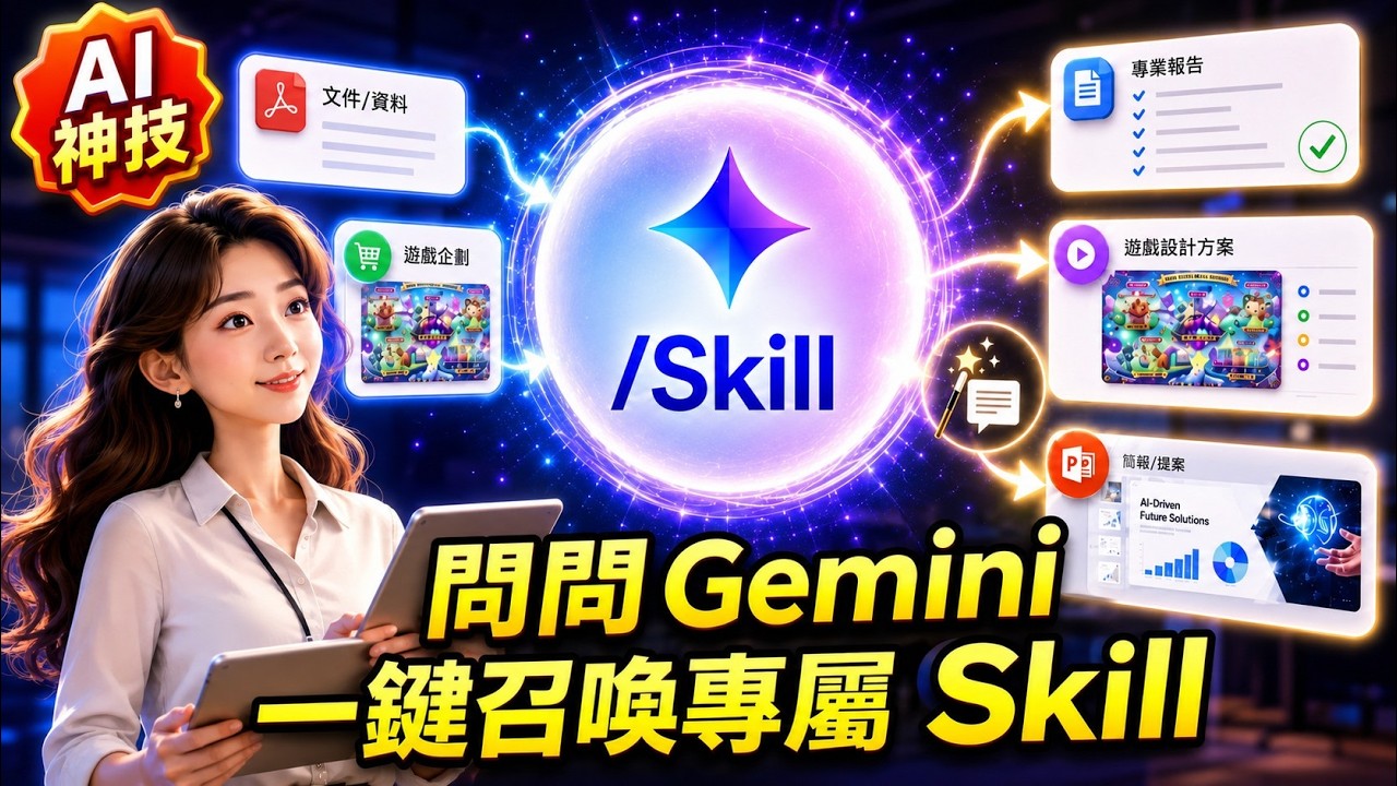 【提示詞不用重打了！「問問Gemini」Skill教學：摘要、圖卡、簡報一鍵搞定】 縮圖