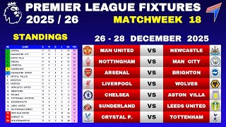 Epl Fixtures Today - Matchweek 18 Epl Table Standings Today Premier League Fixtures 2526