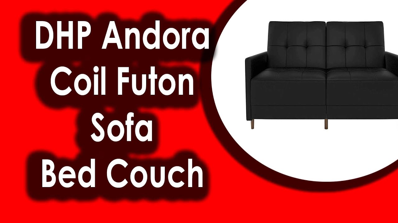 DHP Andora Coil Futon Sofa Bed Couch with Mid Century Modern Design