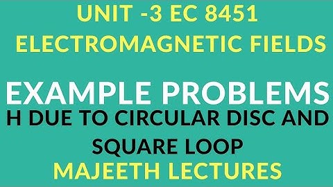 EC 8451 ELECTROMAGNETIC FIELDS H DUE TO CIRCULAR DISC AND SQAURE LOOP PROBLEM