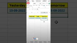 Excel Trick: Show Yesterday, Today & Tomorrow Date Automatically | Excel Training#shorts
