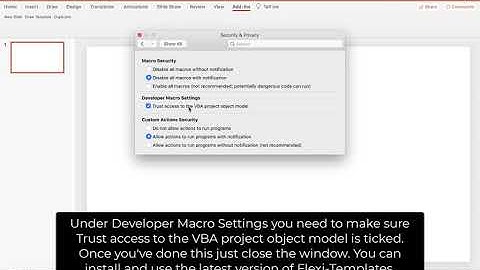 Enabling Access To The VBA Project Object Model For Mac (Flexi-Templates for Mega Pack)