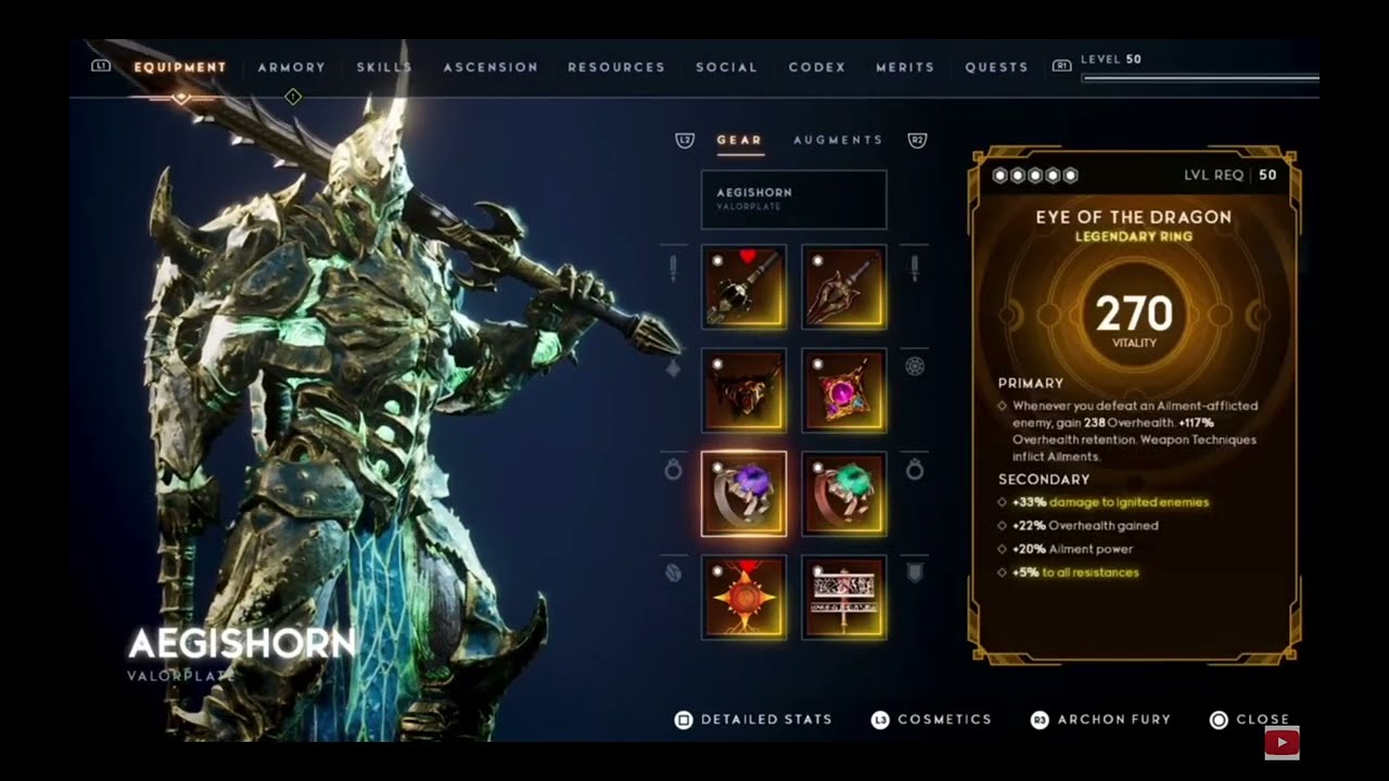 GODFALL THE AEGISHORN TANK BUILD | Powerfull WITH overhealth and Fire dps build + 50% ALL RESISTANCE