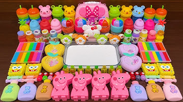 RAINBOW SEASHELL!!! Mixing Random Things into GLOSSY Slime!! Satisfying Slime Video