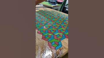 Preview of This Final Geometric Epoxy Design. #woodworking #create