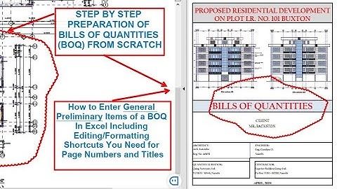 GENERAL PRELIMINARIES. E04 //PREPARING BILL OF QUANTITIES IN CONSTRUCTION USING EXCEL EASY SHORTCUTS