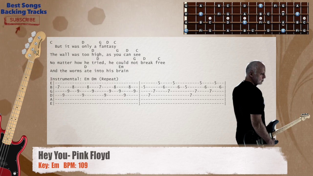 🎻 Hey You - Pink Floyd Bass Backing Track with chords and lyrics