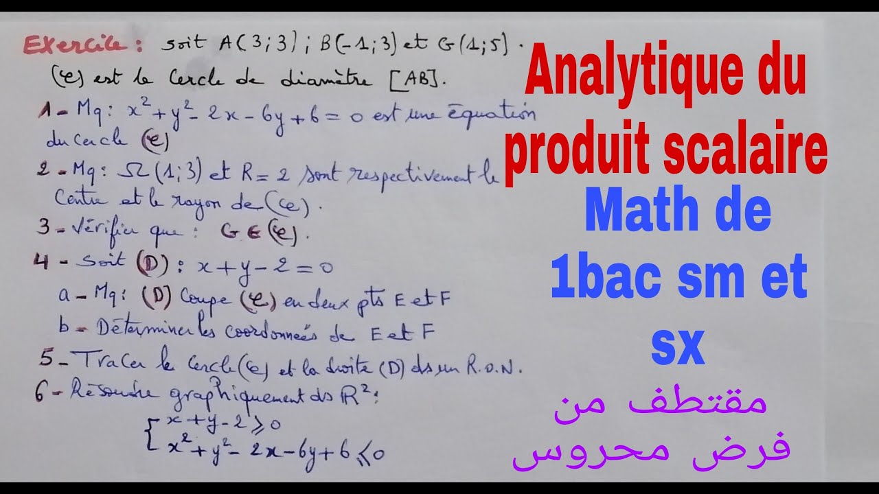 analytique du produit scalaire ...math de 1bac sm et sx