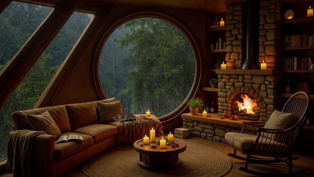 Relaxing Rain Sounds & Cozy Fireplace 🔥 Gentle Rain for Deep Sleep | Stress Relief