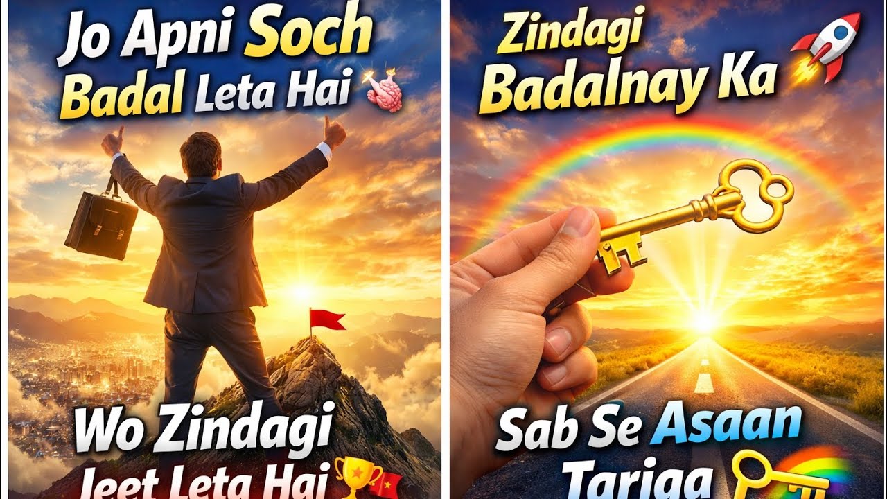 Zindagi Badalne Ka Asaan Raasta۔🌟💪 Har Mushkil Ko Asaan Banayein🌈 Soch Badlo, Sab Kuch Badal Jaye🔑🌈