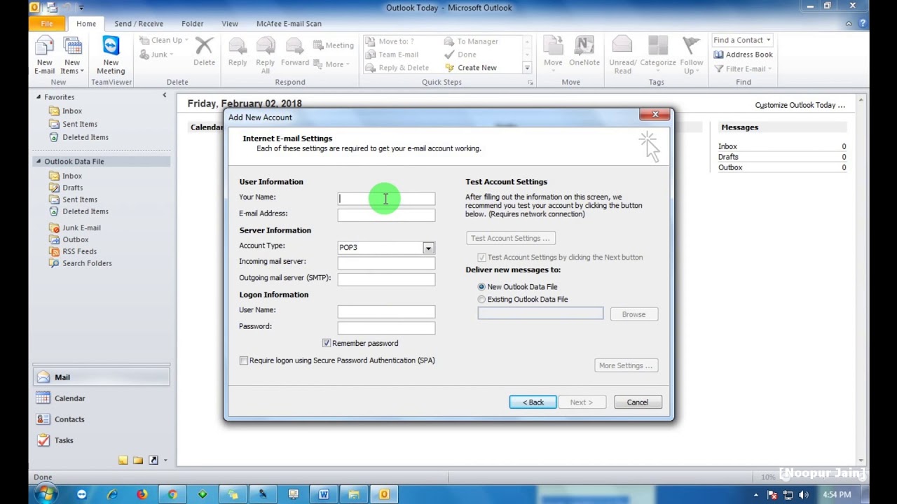 How To Setup Outlook To Work With Gmail Using POP Server P 2 2 YouTube