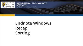Sorting in Endnote on Windows