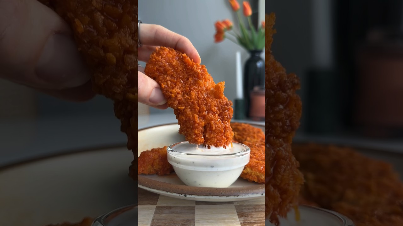 Air fryer buffalo chicken tenders are my FAVORITE!! Full recipe on IG! 