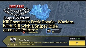 Kill Enemies in Battle Royale - Warfare. Each Kill with a Sniper Rifle earns 20 Points. || CODM ||