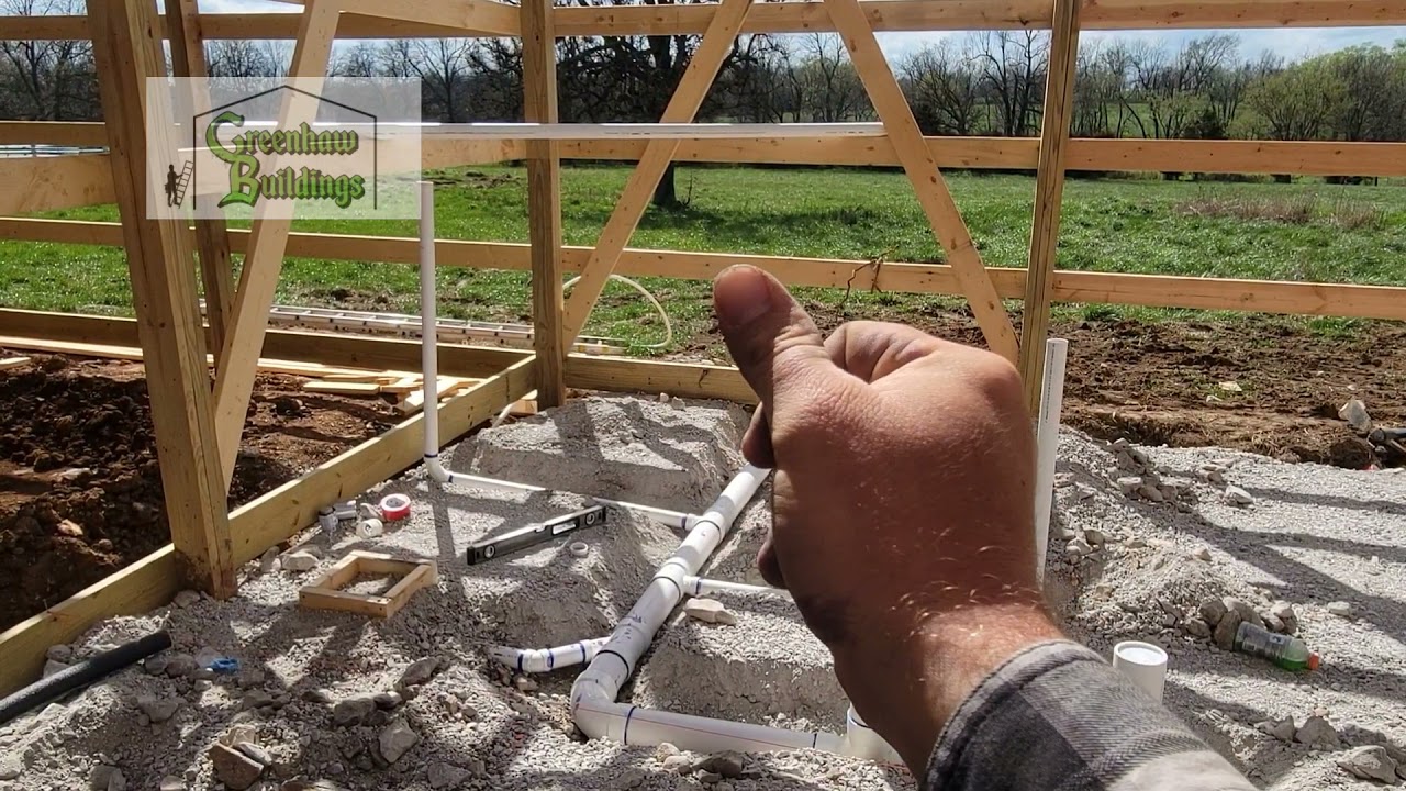 Post frame building plumbing
