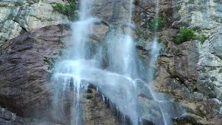 Close Up Shot Of Tall Waterfall Stock Video