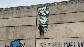 Graffiti bombing. Rappelling on abandoned spot. Chrome piece. Rebel813 4K 2024