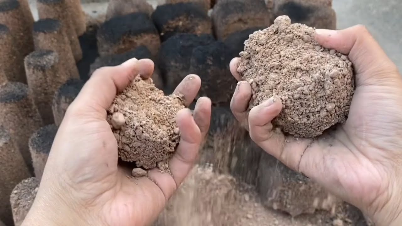 My favrt crunchy texture❤❤/Stoney red sand coated with charcoal dry floor & claypot crumbling❤/#asmr