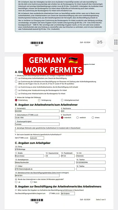 Germany 🇩🇪 work permit for foreigners permit issie time 10 day skkiled workers can apply.