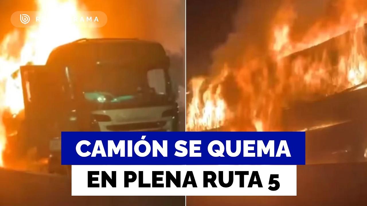 Camión se quema en plena Ruta 5 a la altura de San Miguel