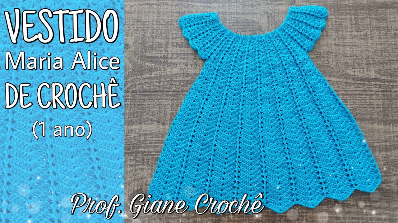 Vestido Infantil Eloah de Crochê (2 anos) l Professora Giane Crochê 