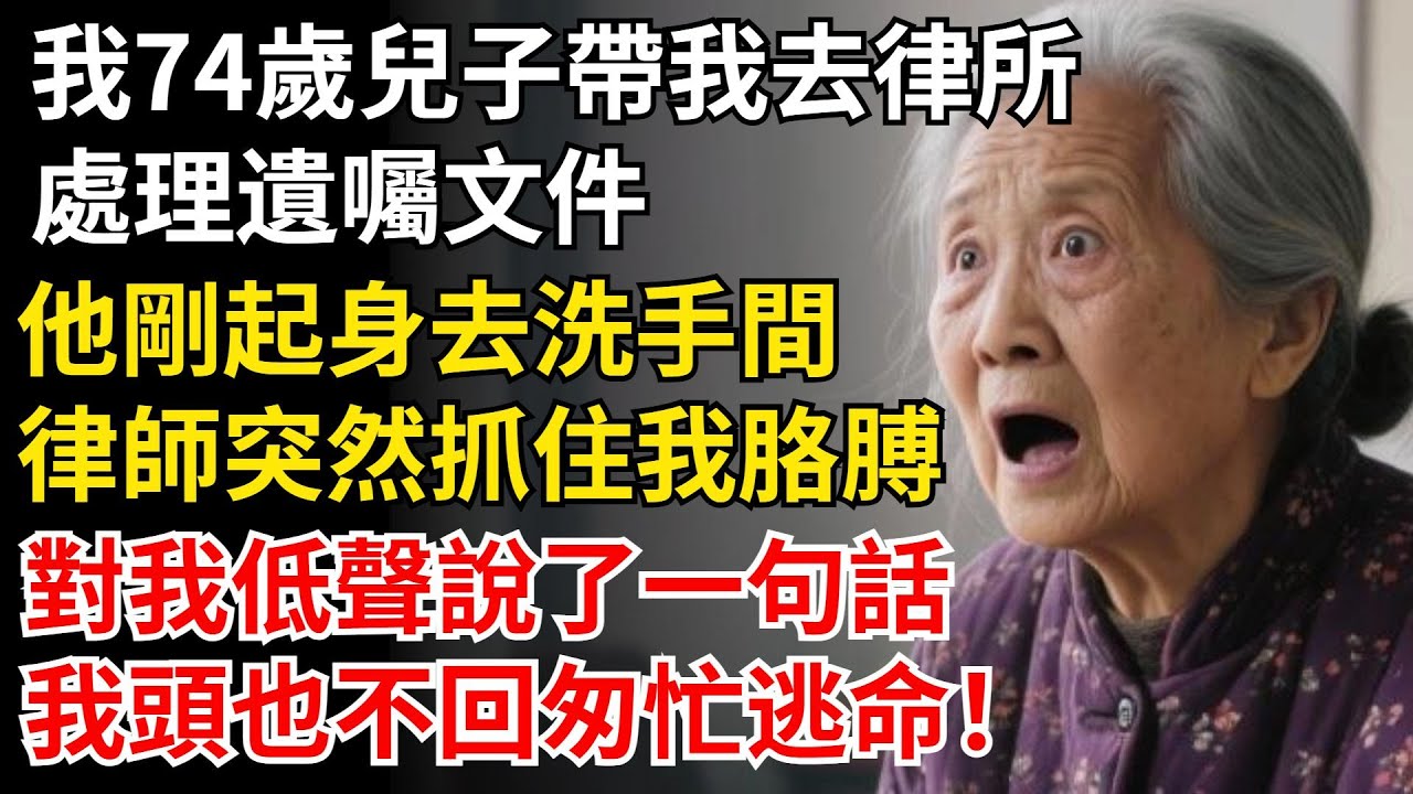 我74歲兒子帶我去律所，處理遺囑文件，他剛起身去洗手間，律師突然抓住我的胳膊，對我低聲說了一句話，我頭也不回匆忙逃命！#晚年生活#中老年生活#為人處世#生活經驗#情感故事#幸福人生