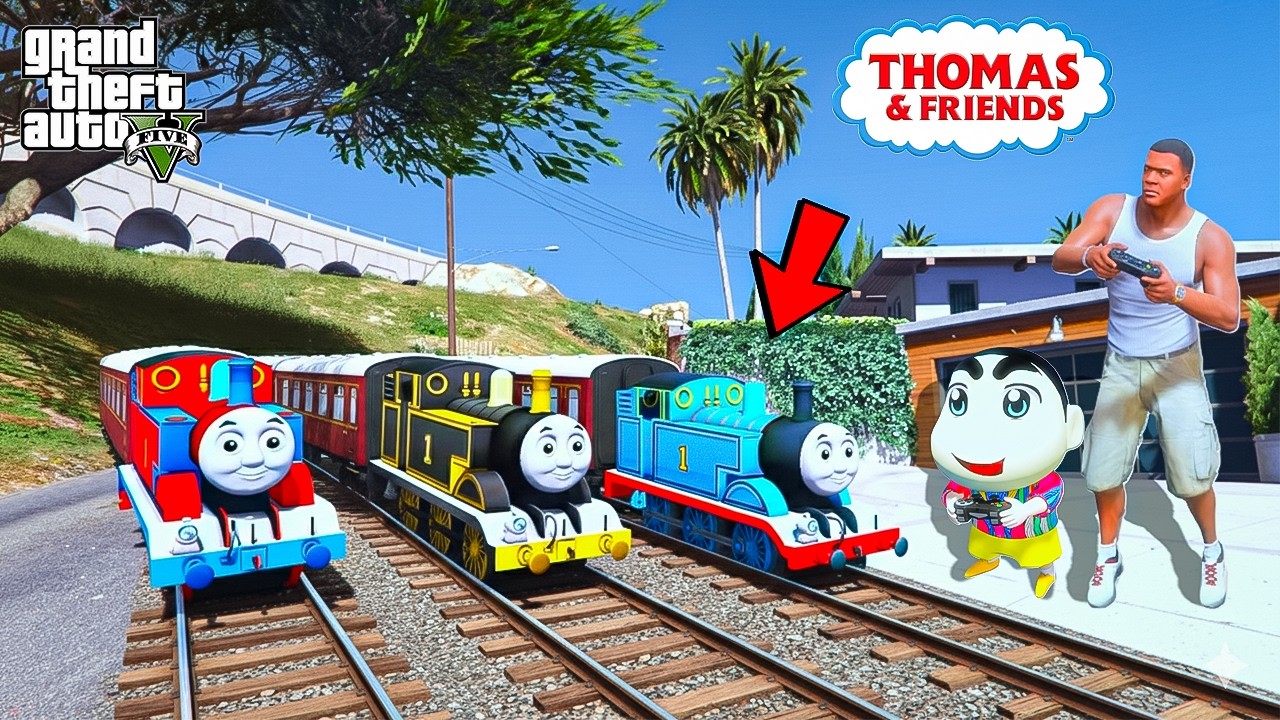 Franklin And Shinchan Make WORLD Longest Thomas RC Train With The Help of SHINCHAN & CHOP GTA V!
