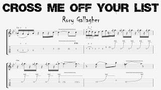 Rory Gallagher - CROSS ME OFF YOUR LIST - Guitar Solos Tutorial (Tab + Sheet Music)