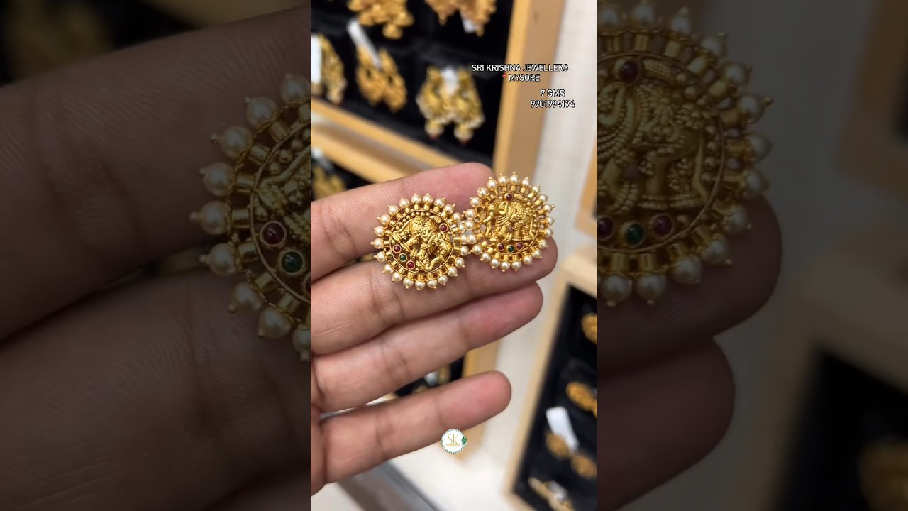 Latest gold 7gms pearl studs collections